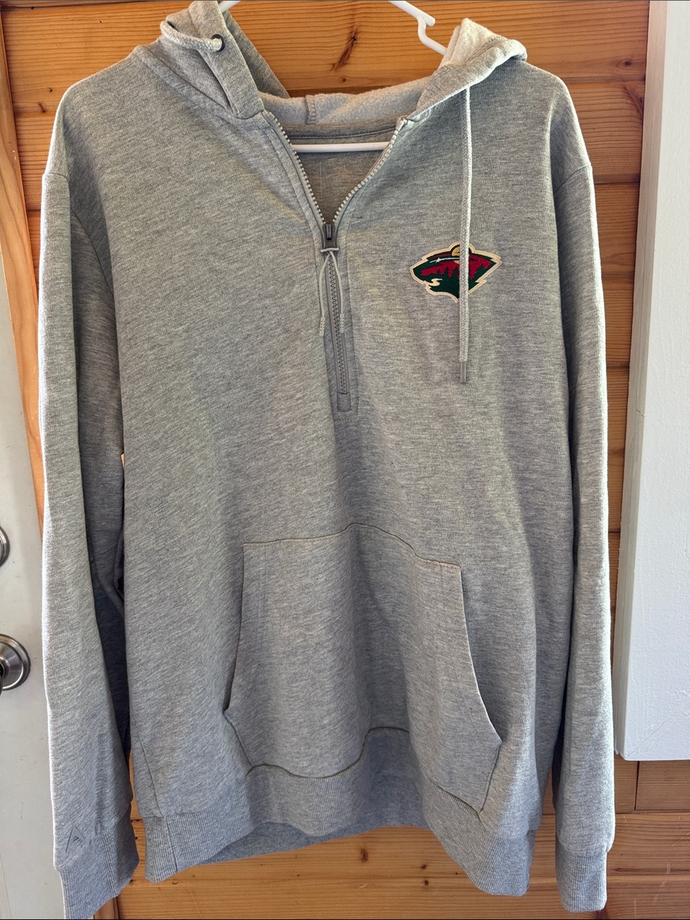 Antigua Gray Zip-Up Hoodie with Team Patch